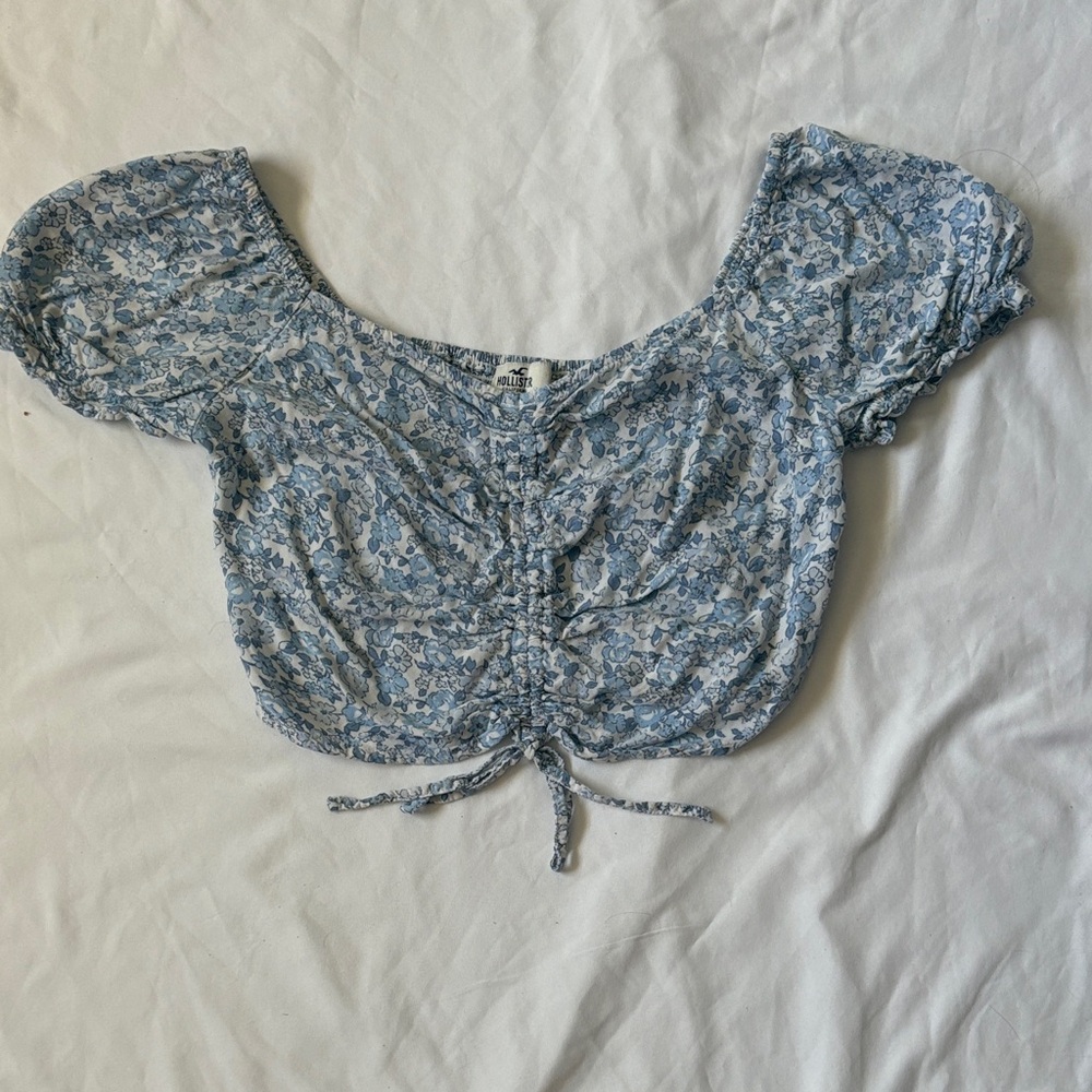 Hollister Blue Floral Crop Top